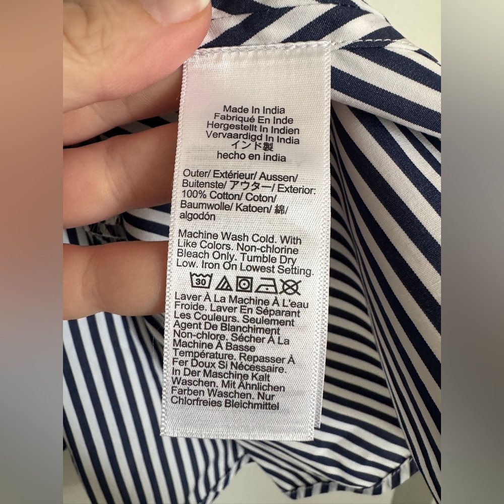 NWT! | J. Crew Delilah dress in striped 100% cotton poplin navy blue & white XXS - Picture 11 of 16